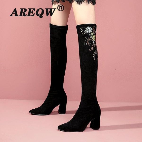 women autumn knee-high boots high heel stretch sock slip-on boots winter lady over the knee stripper shoes, Black
women autumn knee-high boots high heel stretch sock slip-on boots winter lady over the knee stripper shoes, Black