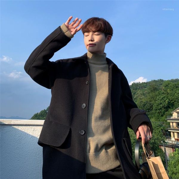 men's wool & blends winter woolen coat men's fashion solid color casual british wind jacket street versatile loose long male cloth, Black
men's wool & blends winter woolen coat men's fashion solid color casual british wind jacket street versatile loose long male cloth, Black