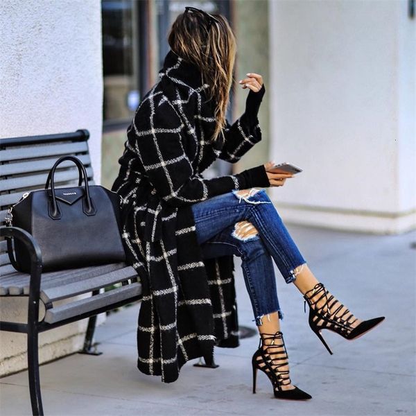 2019 spring autumn women's plaid new fashion long woolen coat slim type winter casual wool jackets female outw, Black
2019 spring autumn women's plaid new fashion long woolen coat slim type winter casual wool jackets female outw, Black