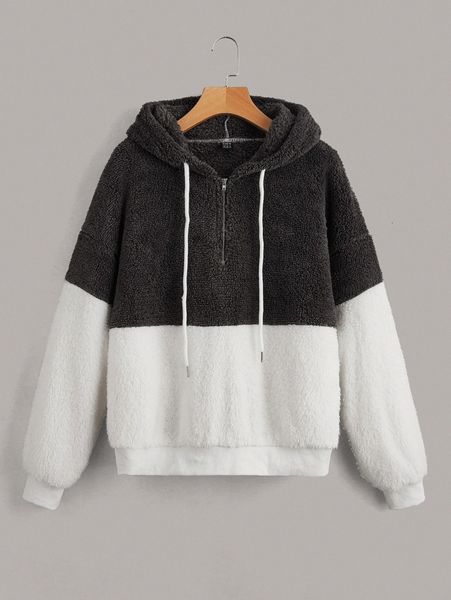 two tone flannel drawstring hoodie 69cr#, White;black
two tone flannel drawstring hoodie 69cr#, White;black