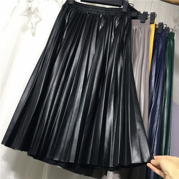 2020 new women slim organ leather skirt pleated long skirt female pu leather pleated skirt half-length retro high-waisted, Black
2020 new women slim organ leather skirt pleated long skirt female pu leather pleated skirt half-length retro high-waisted, Black