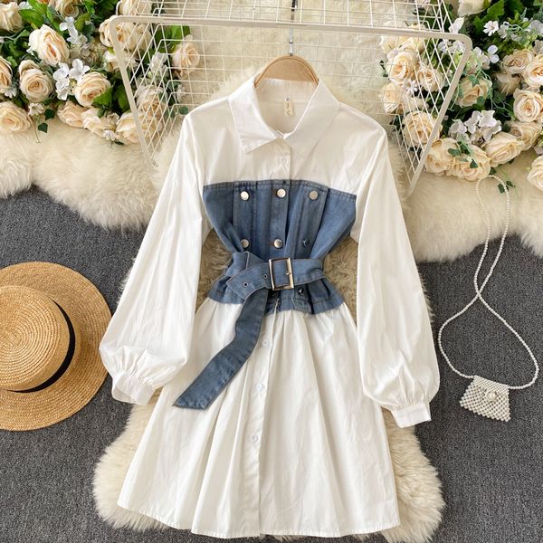 2021 new singiny design denim splice short female retro collar puff button autumn to-line dress eukc, Black;gray
2021 new singiny design denim splice short female retro collar puff button autumn to-line dress eukc, Black;gray