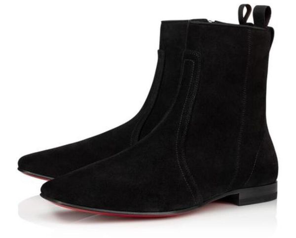 super quality red bottom roadie flat for men ankle boots design comfortable suede leather perfect party dress wedding walking eu38-46, Black
super quality red bottom roadie flat for men ankle boots design comfortable suede leather perfect party dress wedding walking eu38-46, Black