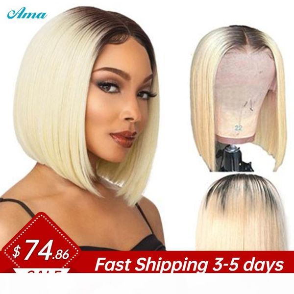 ombre blonde short bob 613 straight lace frontal wigs peruvian human hair hd transparent lace pre plucked blonde with dark roots, Black;brown
ombre blonde short bob 613 straight lace frontal wigs peruvian human hair hd transparent lace pre plucked blonde with dark roots, Black;brown