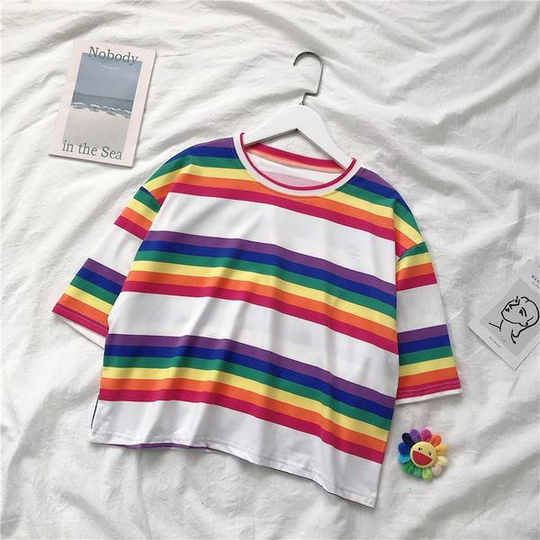 2020 rainbow stripe long sleeve t- men's and women's fashion t- shirt shirtloversversatile student's bottoming shirt ins tren, White
2020 rainbow stripe long sleeve t- men's and women's fashion t- shirt shirtloversversatile student's bottoming shirt ins tren, White