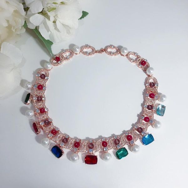 chokers fashion luxury pearl crystal necklace for women's red blue green rose gold banquet wedding jewelry quality, Golden;silver
chokers fashion luxury pearl crystal necklace for women's red blue green rose gold banquet wedding jewelry quality, Golden;silver