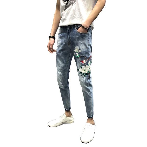 wholesale 2020 fashion denim embroidered teenagers students denim jeans men's feet brand summer thin korean style pencil pants, Blue
wholesale 2020 fashion denim embroidered teenagers students denim jeans men's feet brand summer thin korean style pencil pants, Blue