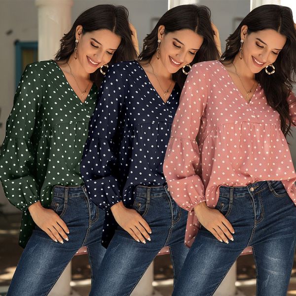 women's blouses & shirts women spring summer long sleeve dot print blouse v neck casual lantern loose pullover top, White
women's blouses & shirts women spring summer long sleeve dot print blouse v neck casual lantern loose pullover top, White