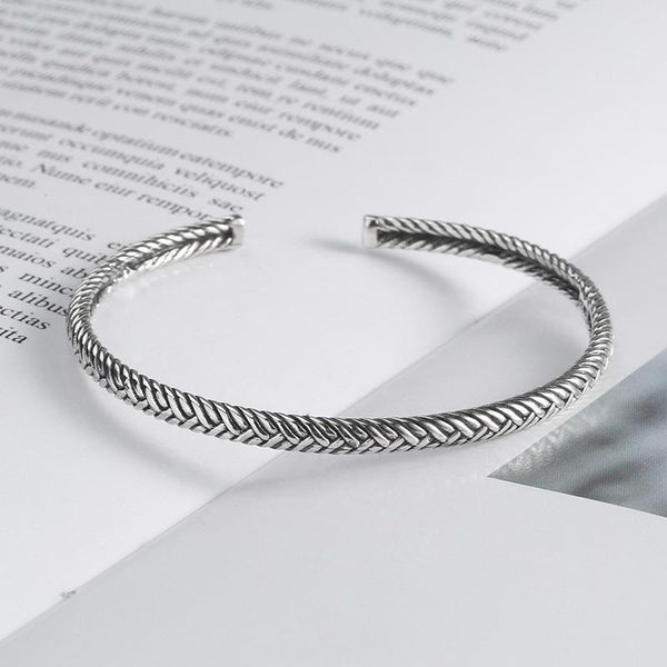 bangle retro twist rope thai silver color design simple open cuff bracelets for women jewelry, Black
bangle retro twist rope thai silver color design simple open cuff bracelets for women jewelry, Black