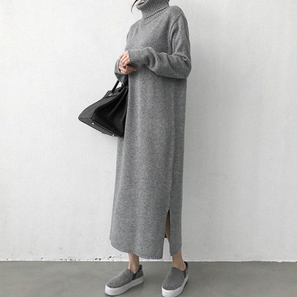 warm turtleneck thick knitting winter black sweater dress women knitted female loose girls long dresses womens oversize vestidos 201111, Black;gray
warm turtleneck thick knitting winter black sweater dress women knitted female loose girls long dresses womens oversize vestidos 201111, Black;gray