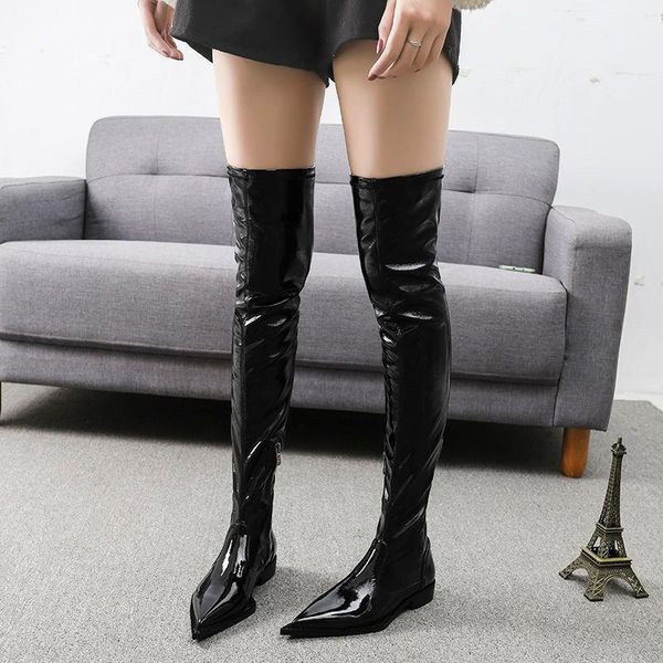 winter women's over-the-knee high boots fashion shiny slim-fit motorcycle boots botas de mujer pointed side zipper women's1, Black
winter women's over-the-knee high boots fashion shiny slim-fit motorcycle boots botas de mujer pointed side zipper women's1, Black