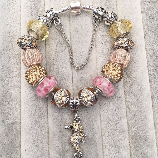 16-21cm charm bracelet purple 925 silver pink flower murano glass beads fit pandora european bracelets sea horse pendant charm bead accessor, Black
16-21cm charm bracelet purple 925 silver pink flower murano glass beads fit pandora european bracelets sea horse pendant charm bead accessor, Black