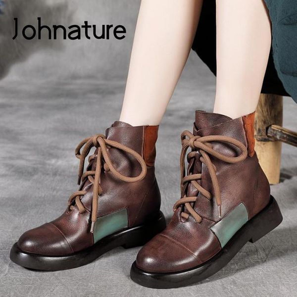 boots johnature autumn women shoes 2021 genuine leather lace-up mixed colors round toe sewing handmade ankle, Black
boots johnature autumn women shoes 2021 genuine leather lace-up mixed colors round toe sewing handmade ankle, Black
