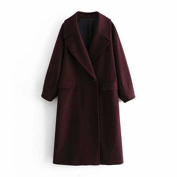 winter fashion wine red retro woolen one button loose lapel long jacket coat women's new style, Black
winter fashion wine red retro woolen one button loose lapel long jacket coat women's new style, Black