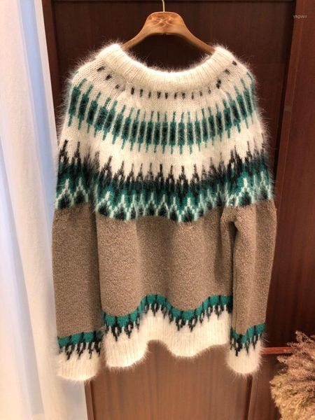 superaen autumn winter new o neck retro contrast jacquard loose all match mink sweater women1, White;black
superaen autumn winter new o neck retro contrast jacquard loose all match mink sweater women1, White;black