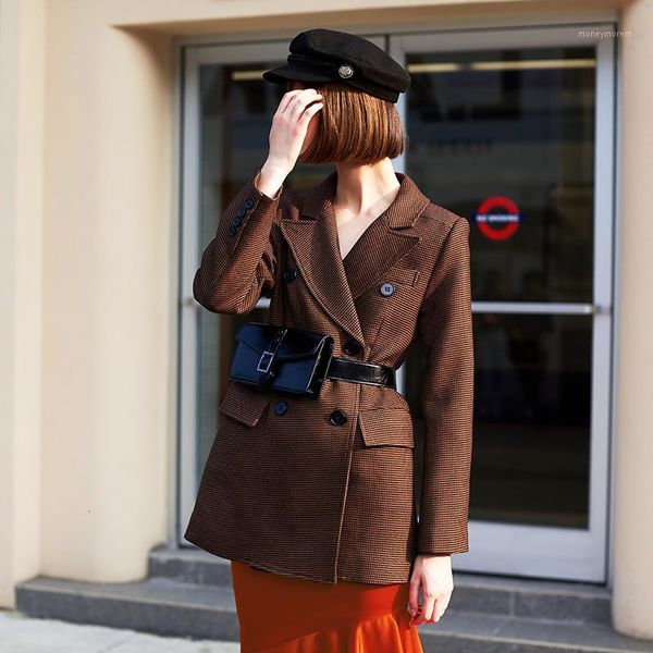 women's suits & blazers vintage plaid houndstooth blazer women double breasted wool jackets coats female ladies 2021 autumn win, White;black
women's suits & blazers vintage plaid houndstooth blazer women double breasted wool jackets coats female ladies 2021 autumn win, White;black