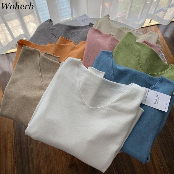 woherb women crop ropa mujer sweater v-neck loose pullovers casual white sueter long sleeve clothes 2020 ladies knitwear1, White;black
woherb women crop ropa mujer sweater v-neck loose pullovers casual white sueter long sleeve clothes 2020 ladies knitwear1, White;black
