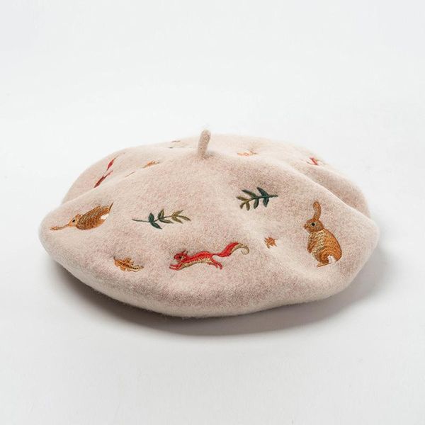 berets korean autumn and winter squirrel leaves embroidered wool beret artist hat, Blue;gray
berets korean autumn and winter squirrel leaves embroidered wool beret artist hat, Blue;gray