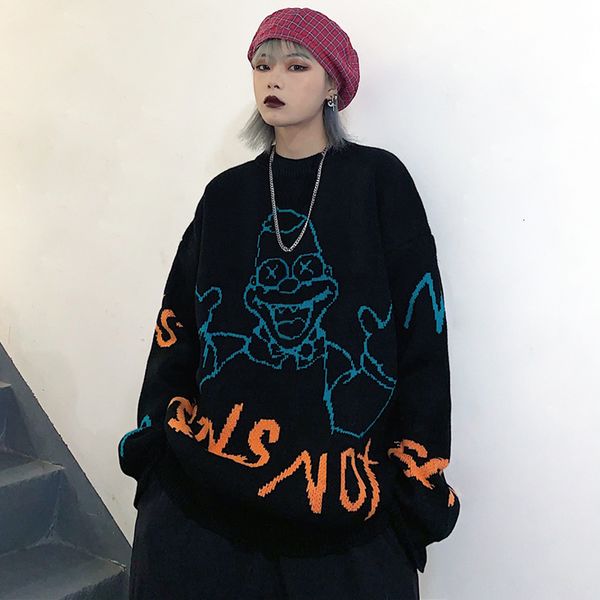 2021 autumn women harajuku cartoon anime vintage man loose round neck knitted thick casual sweater zy6b, White;black
2021 autumn women harajuku cartoon anime vintage man loose round neck knitted thick casual sweater zy6b, White;black