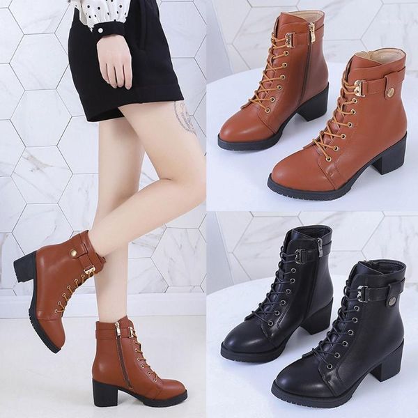 women thick heel thick bottom ankle boots solid platform zipper leather shoes1, Black
women thick heel thick bottom ankle boots solid platform zipper leather shoes1, Black