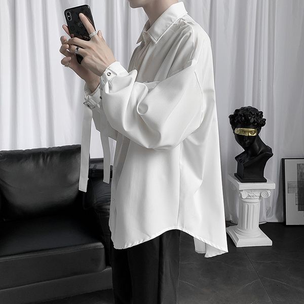 2021 spring new white men's loose trend long sleeve student casual lazy ruffian handsome inch shirt, White;black
2021 spring new white men's loose trend long sleeve student casual lazy ruffian handsome inch shirt, White;black