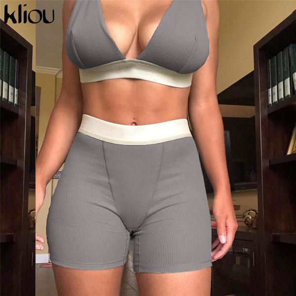 kliou tracksuit women sporty sleeveless bra+biker shorts set fitness skinny summer fashion holiday casual slim two piece outfits x0923, Gray
kliou tracksuit women sporty sleeveless bra+biker shorts set fitness skinny summer fashion holiday casual slim two piece outfits x0923, Gray