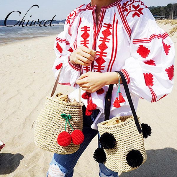summer cute cherry straw bag bucket designer handbag holiday beach bag woven small messenger bags girl pompom shoulder bags tote
summer cute cherry straw bag bucket designer handbag holiday beach bag woven small messenger bags girl pompom shoulder bags tote