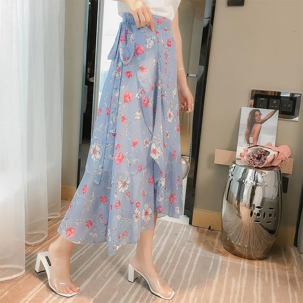 women's 2019 new bohemian beach chiffon skirt fashion women's summer floral fishtail skirt ruffled asymmetric skirt with lining, Black
women's 2019 new bohemian beach chiffon skirt fashion women's summer floral fishtail skirt ruffled asymmetric skirt with lining, Black