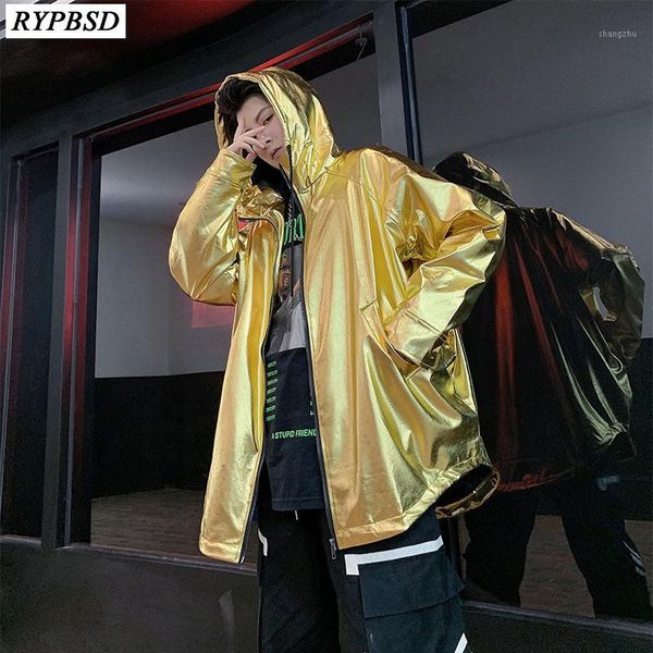 shiny jacket men gold silver hooded zipper hip hop men jacket performance streetwear fashion outerwear windbreaker male1, Black;brown
shiny jacket men gold silver hooded zipper hip hop men jacket performance streetwear fashion outerwear windbreaker male1, Black;brown