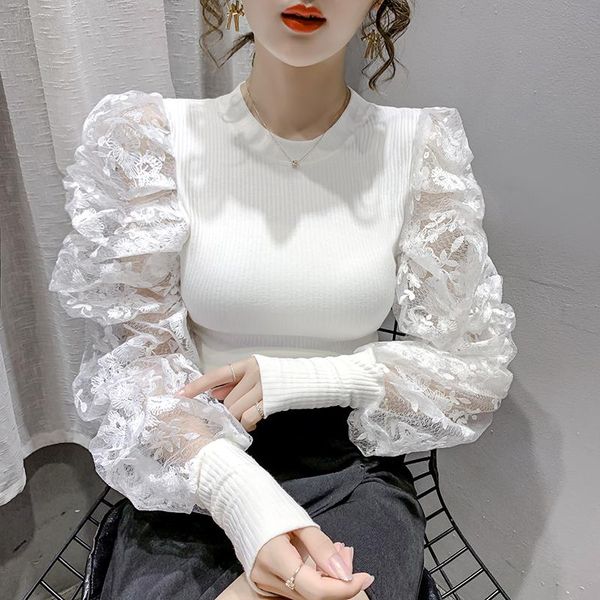 women's blouses & shirts vintage knitted blouse women autumn puff sleeve patchwork ladies streetwear white black blusas camisas mujer
women's blouses & shirts vintage knitted blouse women autumn puff sleeve patchwork ladies streetwear white black blusas camisas mujer