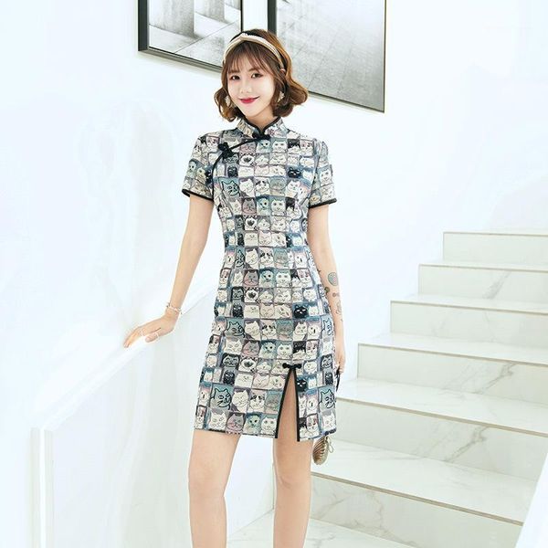 ethnic clothing novelty mini oriental dress prom short printed cat chinese style cheongsam vestidos1, Red
ethnic clothing novelty mini oriental dress prom short printed cat chinese style cheongsam vestidos1, Red