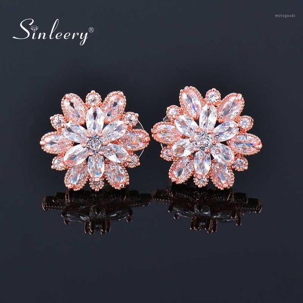 sinleery series jewelry zircon flower stud earrings rose gold color women wedding accessories es598 ssa1, Golden;silver
sinleery series jewelry zircon flower stud earrings rose gold color women wedding accessories es598 ssa1, Golden;silver