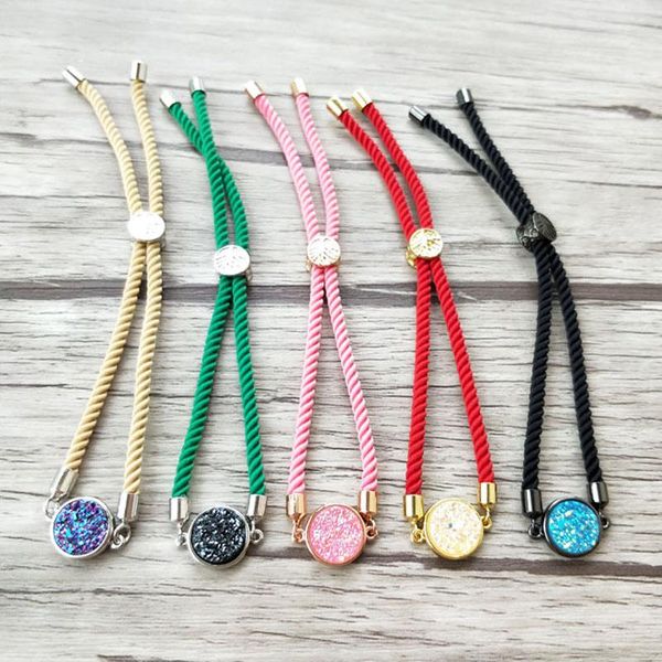 charm bracelets 10 pcs mix color cotton adjustable hand chain bracelet,natural druse geode quartz titanium stone connector bg175, Golden;silver
charm bracelets 10 pcs mix color cotton adjustable hand chain bracelet,natural druse geode quartz titanium stone connector bg175, Golden;silver