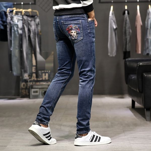 xxvep men's figure embroidered jeans men's fashion br pants casual slim and small feet worn out fashion korean casual jeansjeans p, Blue
xxvep men's figure embroidered jeans men's fashion br pants casual slim and small feet worn out fashion korean casual jeansjeans p, Blue