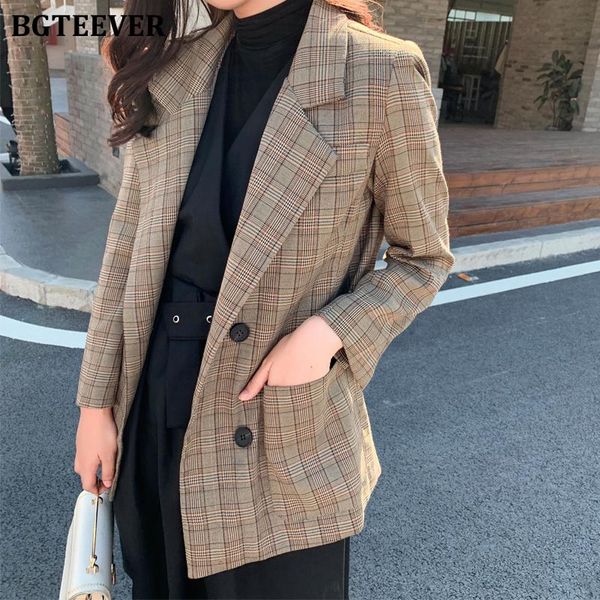 bgteever casual loose women blazer double-breasted plaid female suit jacket notched collar women coat femme winter outwear 2020, White;black
bgteever casual loose women blazer double-breasted plaid female suit jacket notched collar women coat femme winter outwear 2020, White;black