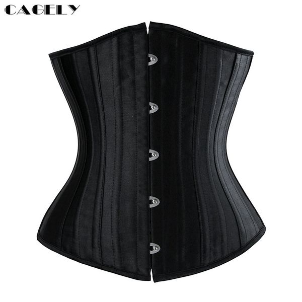 24 steel boned satin waist trainer cincher underbust corset underneath lace-up bustier tummy slim shapewear lingerie t200707, Black;white
24 steel boned satin waist trainer cincher underbust corset underneath lace-up bustier tummy slim shapewear lingerie t200707, Black;white