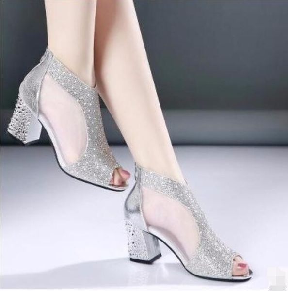 party womens summer mesh rhinestones ladies chunky heel sandals crystal shoes, Black
party womens summer mesh rhinestones ladies chunky heel sandals crystal shoes, Black