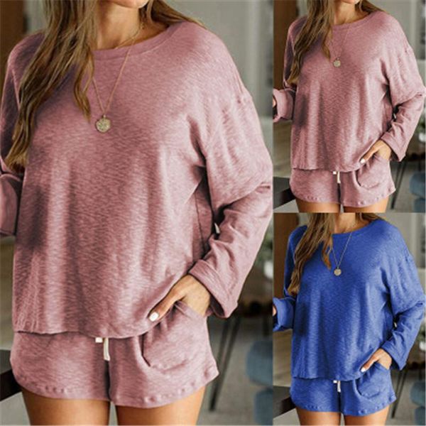women solid color home sets clothes fashion trend round neck long sleeve tee shorts suits designer female summer new casual loose tracksuits, Gray
women solid color home sets clothes fashion trend round neck long sleeve tee shorts suits designer female summer new casual loose tracksuits, Gray