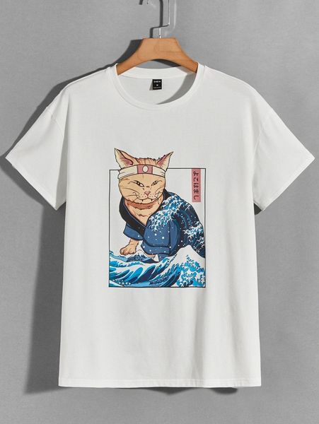 men cartoon graphic drop shoulder t-shirt s3gn#, White;black
men cartoon graphic drop shoulder t-shirt s3gn#, White;black