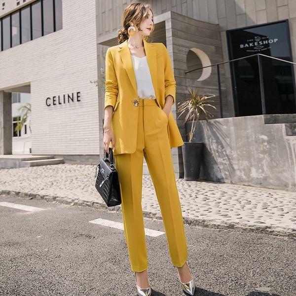 women clothes casual solid women pant suits notched collar blazer jacket & pencil pant yellow female suit autumn 201109, Black;brown
women clothes casual solid women pant suits notched collar blazer jacket & pencil pant yellow female suit autumn 201109, Black;brown