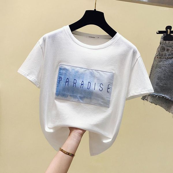 ggright summer solid letter t-shirt women sequins cotton funny tee shirt women short sleeves casual knitted tees femme 20201, White
ggright summer solid letter t-shirt women sequins cotton funny tee shirt women short sleeves casual knitted tees femme 20201, White