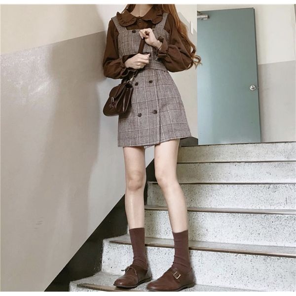 girl plaid blouse vintage dress new sleeveless suits women dresses female dress suits braces robe femme vestido sell separately lj201117, White
girl plaid blouse vintage dress new sleeveless suits women dresses female dress suits braces robe femme vestido sell separately lj201117, White