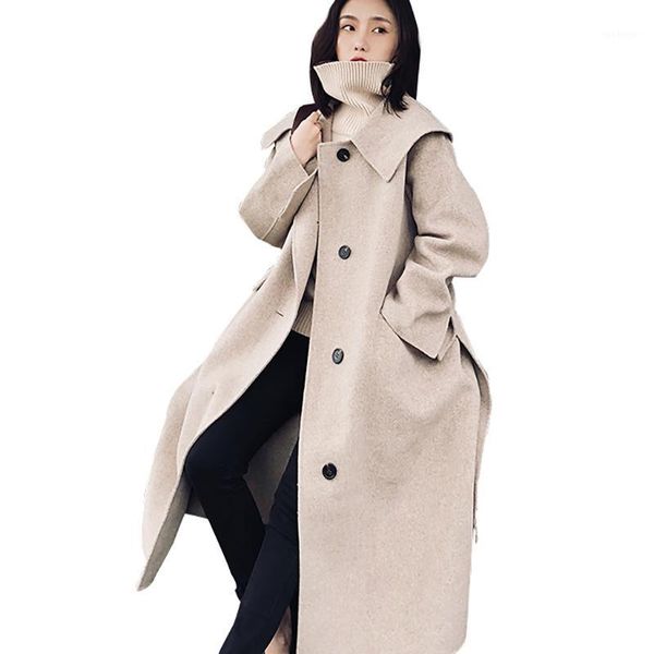 women wool coat new fashion tied waist vintage woolen jacket female elegant khaki overknee long windbreaker ly491, Black
women wool coat new fashion tied waist vintage woolen jacket female elegant khaki overknee long windbreaker ly491, Black