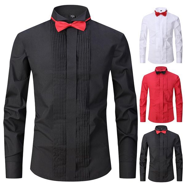 pure black performance shirt men's long sleeve stage party chorus dress host bow tie dress shirt, White;black
pure black performance shirt men's long sleeve stage party chorus dress host bow tie dress shirt, White;black