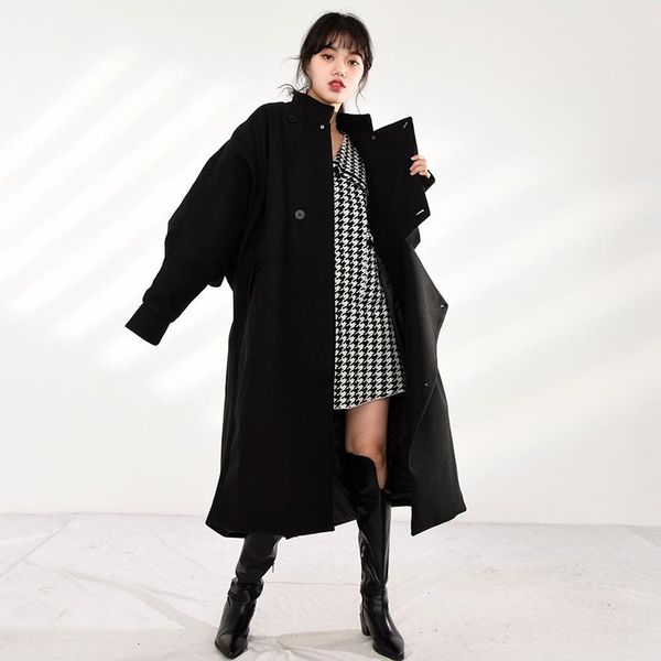 women's wool & blends loose irregular asymmetric large size coat, style, long sleeve, fashionable wear, autumn and winter, Black
women's wool & blends loose irregular asymmetric large size coat, style, long sleeve, fashionable wear, autumn and winter, Black