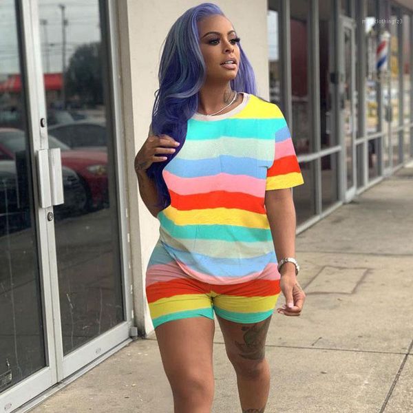 two piece dress rainbow striped plus size set tracksuit women biker shorts sweat suits 2 outfits matching sets1, White
two piece dress rainbow striped plus size set tracksuit women biker shorts sweat suits 2 outfits matching sets1, White