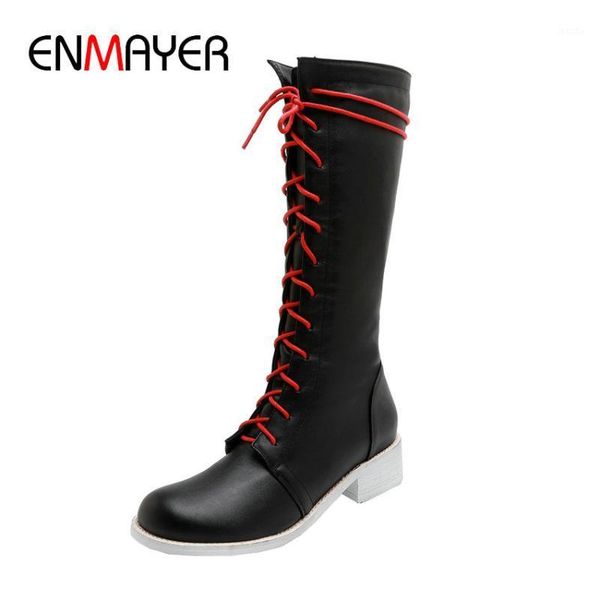 boots enmayer 2021 pu lace-up knee high round toe winter women shoes basic heel short plush size 34-431, Black
boots enmayer 2021 pu lace-up knee high round toe winter women shoes basic heel short plush size 34-431, Black