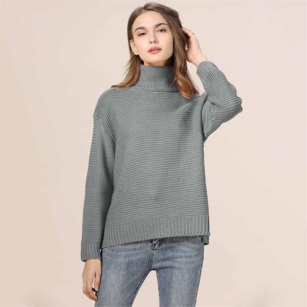 casual loose autumn turtleneck sweater women oversize solid knitted sweaters warm long sleeve pullover sweater black green 201222, White;black
casual loose autumn turtleneck sweater women oversize solid knitted sweaters warm long sleeve pullover sweater black green 201222, White;black