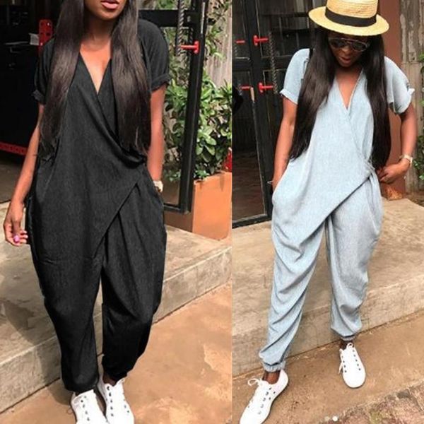women's jumpsuits & rompers summer woman fashion solid v neck loose women playsuits casual jumpsuit overalls plus size, Black;white
women's jumpsuits & rompers summer woman fashion solid v neck loose women playsuits casual jumpsuit overalls plus size, Black;white