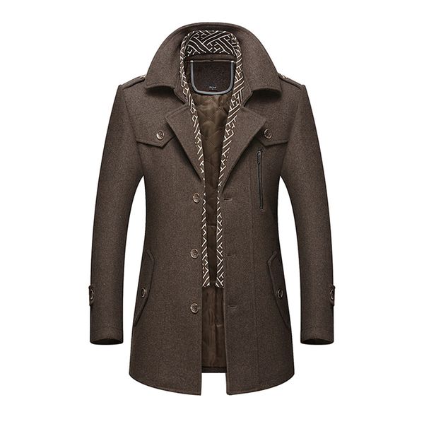 new men's business leisure middle aged and old jacket thickened scarf collar woolen coat, Black;brown
new men's business leisure middle aged and old jacket thickened scarf collar woolen coat, Black;brown